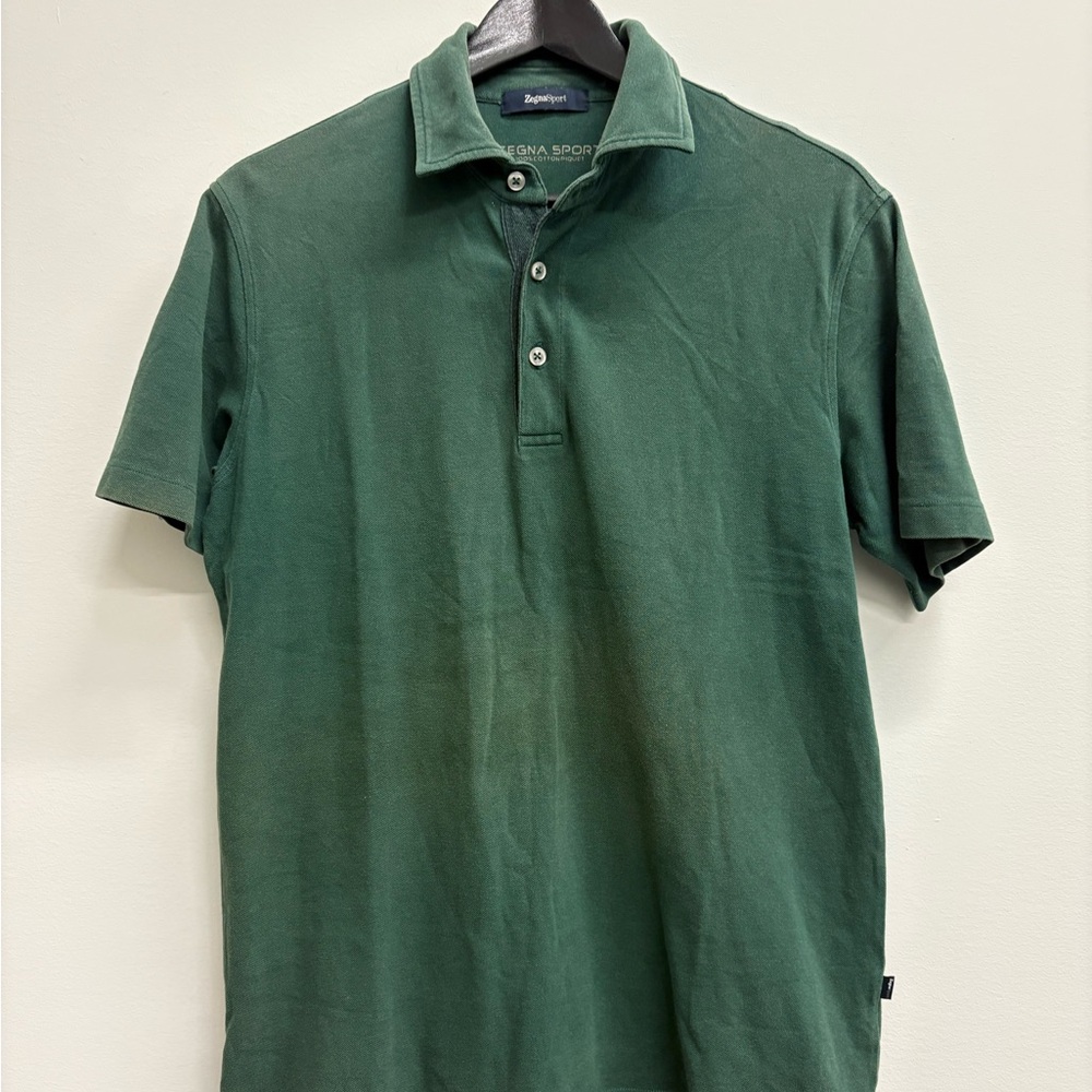 Zegna Sport Men’s Green Polo Shirt Cotton Size Medium
